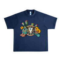 Navy wheel bull skull western cowboy Urban Heavy Tee - AdoDesignShop