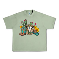 Oil Green wheel bull skull western cowboy Urban Heavy Tee - AdoDesignShop