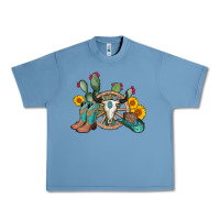 Pebble Blue wheel bull skull western cowboy Urban Heavy Tee - AdoDesignShop