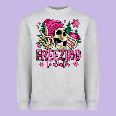 Freezing To Death Winter Skull Heavyweight Sweatshirt Designed By Jasminsmagicworld