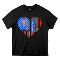 Black 4th of july nurse heart flag Heavy Core Tee - texasbilliewilder