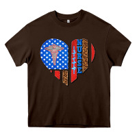 Chocolate Brown 4th of july nurse heart flag Heavy Core Tee - texasbilliewilder