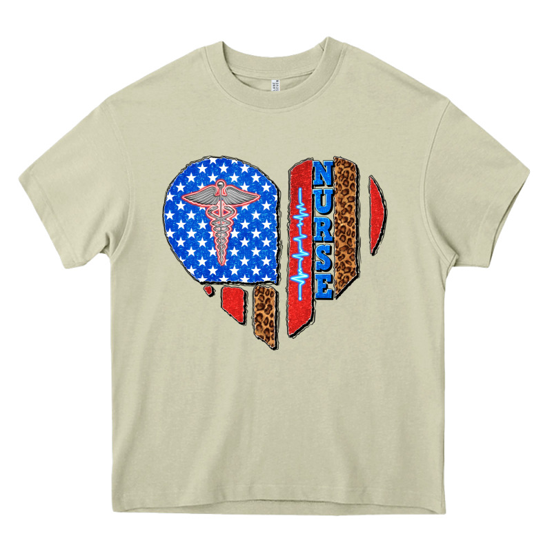 4th Of July Nurse Heart Flag Heavy Core Tee by texasbilliewilder | Teevron