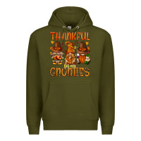 Army Green thankful for my gnomies Premium Hoodie - NancyCooperArtShop