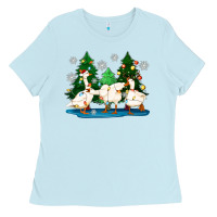 Baby Blue christmas duck Ladies Tee - Zillion Design Studio