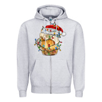 Heather Grey christmas beer Zipper Hoodie - MaliasSmallBusiness