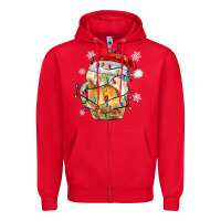 Red christmas beer Zipper Hoodie - MaliasSmallBusiness
