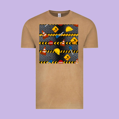 Construction Signs Seamless Pattern Vintage Tee Designed By Bundleandbundleshop