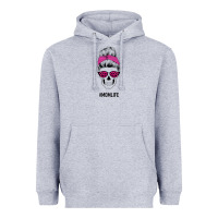 Heather Grey Pink Glitter, Leopard Pattern Mom Skull Heavyweight Hoodie - Bettercallsaul