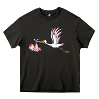 Asphalt stork with baby girl Heavy Core Tee - BarkalooDesign