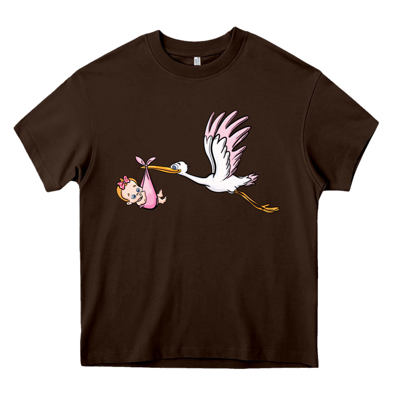 Stork With Baby Girl Heavy Core Tee by BarkalooDesign | Teevron