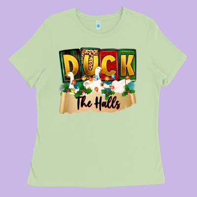 Christmas Duck The Halls Ladies Tee Designed By Zillion Design Studio