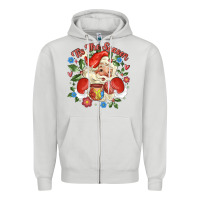 Dove Grey mexican santa Zipper Hoodie - MaliasSmallBusiness