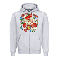 Heather Grey mexican santa Zipper Hoodie - MaliasSmallBusiness