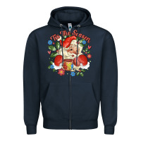 Navy mexican santa Zipper Hoodie - MaliasSmallBusiness