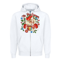 White mexican santa Zipper Hoodie - MaliasSmallBusiness