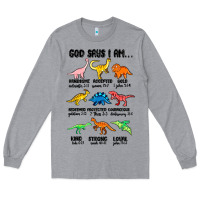 Heather Grey god says i am dinosaurs handsome Long Sleeve Tee - MaliasSmallBusiness