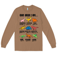 Toasted Coconut god says i am dinosaurs handsome Long Sleeve Tee - MaliasSmallBusiness