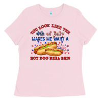Bubblegum Pink dog real bad billie wilder Ladies Tee - texasbilliewilder