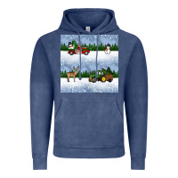 Vintage Denim christmas snow truck seamless pattern Vintage Hoodie - BundleAndBundleShop