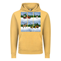 Vintage Mustard christmas snow truck seamless pattern Vintage Hoodie - BundleAndBundleShop