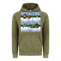 Vintage Olive christmas snow truck seamless pattern Vintage Hoodie - BundleAndBundleShop
