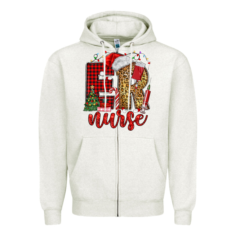 Er Nurse Christmas Zipper Hoodie by MaliasSmallBusiness | Teevron