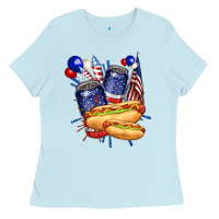 Baby Blue hotdog with beers billie wilder Ladies Tee - texasbilliewilder