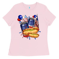 Bubblegum Pink hotdog with beers billie wilder Ladies Tee - texasbilliewilder