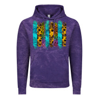 Cloud Purple turquoise leopard sunflowers colorful Vintage Hoodie - RanaPortraitStore