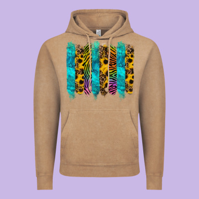 Turquoise Leopard Sunflowers Colorful Vintage Hoodie Designed By Ranaportraitstore