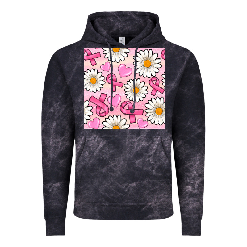 Breast Cancer Awareness With Daisy And Heart Seamless Pattern Vintage Hoodie by BundleAndBundleShop | Teevron