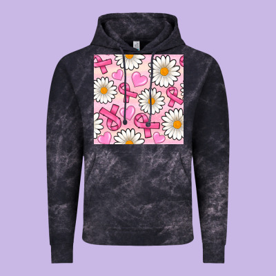 Breast Cancer Awareness With Daisy And Heart Seamless Pattern Vintage Hoodie Designed By Bundleandbundleshop