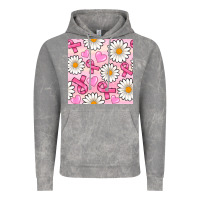 Cloud Rock breast cancer awareness with daisy and heart seamless pattern Vintage Hoodie - BundleAndBundleShop