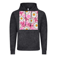 Vintage Black breast cancer awareness with daisy and heart seamless pattern Vintage Hoodie - BundleAndBundleShop