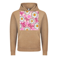 Vintage Coffee breast cancer awareness with daisy and heart seamless pattern Vintage Hoodie - BundleAndBundleShop