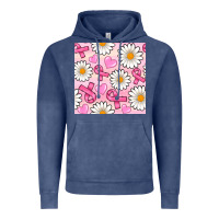 Vintage Denim breast cancer awareness with daisy and heart seamless pattern Vintage Hoodie - BundleAndBundleShop