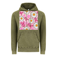 Vintage Olive breast cancer awareness with daisy and heart seamless pattern Vintage Hoodie - BundleAndBundleShop