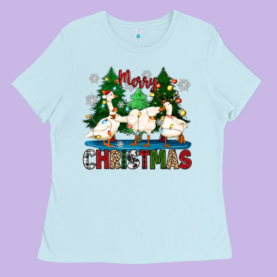 Merry Christmas Duck Ladies Tee Designed By Zillion Design Studio