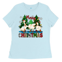 Baby Blue merry christmas duck Ladies Tee - Zillion Design Studio