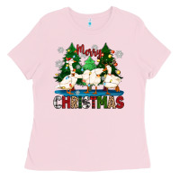 Bubblegum Pink merry christmas duck Ladies Tee - Zillion Design Studio