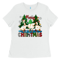 White merry christmas duck Ladies Tee - Zillion Design Studio