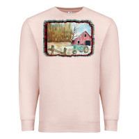 Pale Pink Christmas Barn Tractor Snow Premium Sweatshirt - Bettercallsaul