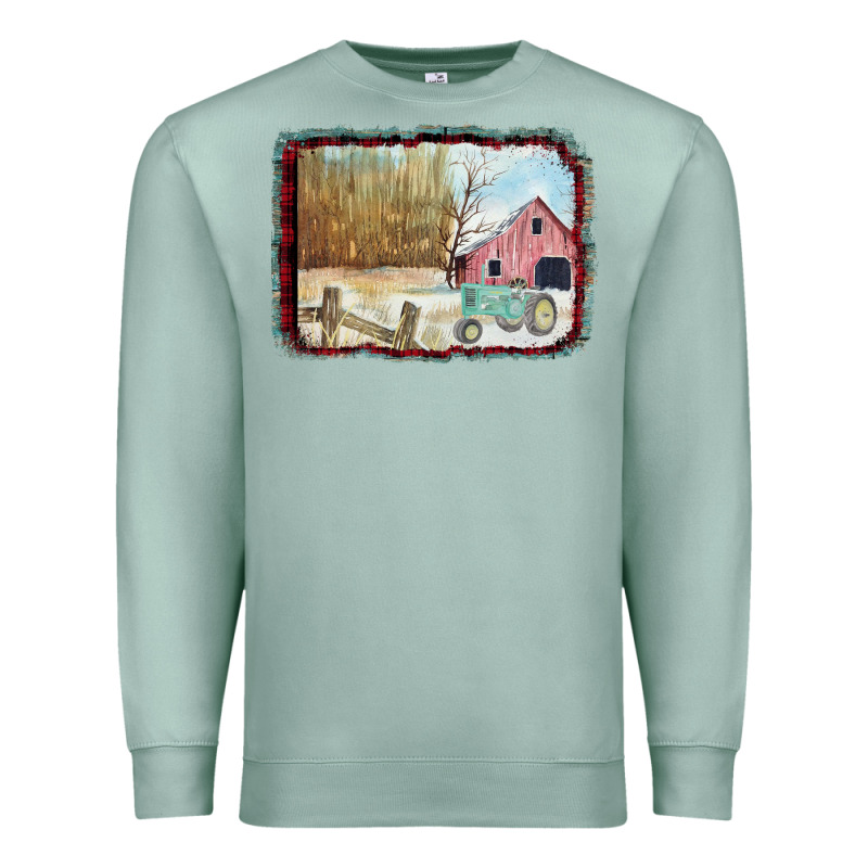 Christmas Barn Tractor Snow Premium Sweatshirt by Bettercallsaul | Teevron