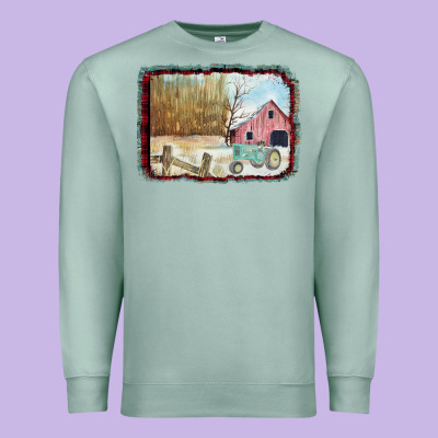 Christmas Barn Tractor Snow Premium Sweatshirt Designed By Bettercallsaul