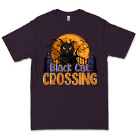 Plum Black Cat Crossing Premium Tee - texasbilliewilder