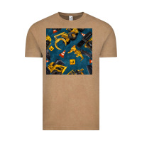 Vintage Coffee construction vehicles seamless pattern Vintage Tee - BundleAndBundleShop