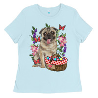 Baby Blue easter pug Ladies Tee - RanaPortraitStore