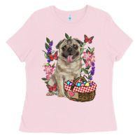 Bubblegum Pink easter pug Ladies Tee - RanaPortraitStore