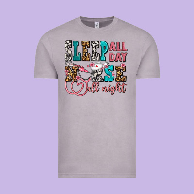 Sleep All Day Nurse All Night Vintage Tee Designed By Adodesignshop
